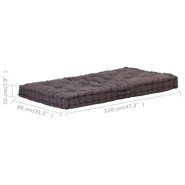 vidaXL Μαξιλάρα Δαπέδου / Παλέτας Ανθρακί 120x80x10cm Βαμβακερή