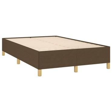 vidaXL Κρεβάτι Boxspring με Στρώμα & LED Σκ.Καφέ 120x190εκ. Υφασμάτινο