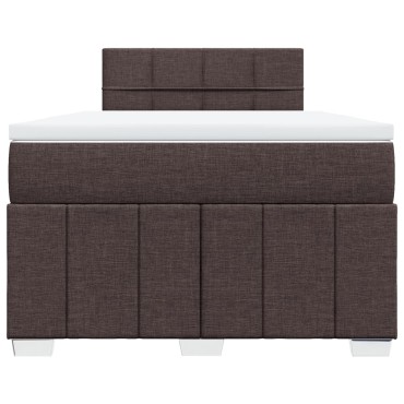 vidaXL Κρεβάτι Boxspring με Στρώμα Σκούρο Καφέ 120x190 εκ Υφασμάτινο