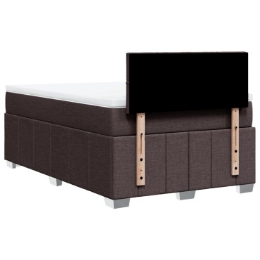 vidaXL Κρεβάτι Boxspring με Στρώμα Σκούρο Καφέ 120x190 εκ Υφασμάτινο