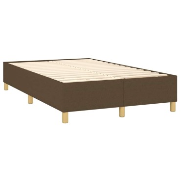 vidaXL Κρεβάτι Boxspring με Στρώμα Σκούρο Καφέ 120x190 εκ Υφασμάτινο
