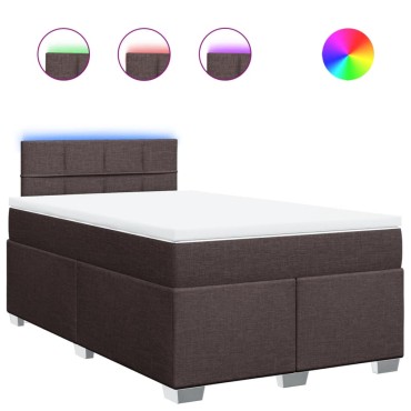 vidaXL Κρεβάτι Boxspring με Στρώμα Σκούρο Καφέ 120x190 εκ Υφασμάτινο