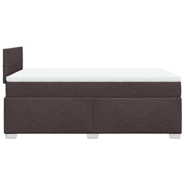 vidaXL Κρεβάτι Boxspring με Στρώμα Σκούρο Καφέ 120x190 εκ Υφασμάτινο