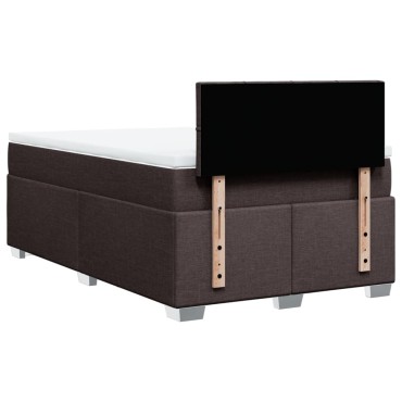 vidaXL Κρεβάτι Boxspring με Στρώμα Σκούρο Καφέ 120x190 εκ Υφασμάτινο