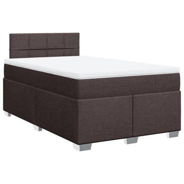 vidaXL Κρεβάτι Boxspring με Στρώμα Σκούρο Καφέ 120x190 εκ Υφασμάτινο