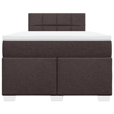 vidaXL Κρεβάτι Boxspring με Στρώμα Σκούρο Καφέ 120x190 εκ Υφασμάτινο
