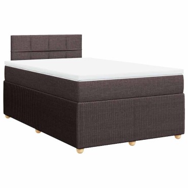 vidaXL Κρεβάτι Boxspring με Στρώμα Σκούρο Καφέ 120x190 εκ Υφασμάτινο