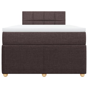 vidaXL Κρεβάτι Boxspring με Στρώμα Σκούρο Καφέ 120x190 εκ Υφασμάτινο