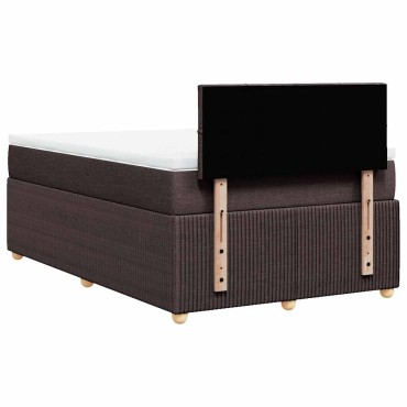 vidaXL Κρεβάτι Boxspring με Στρώμα Σκούρο Καφέ 120x190 εκ Υφασμάτινο