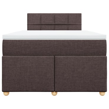 vidaXL Κρεβάτι Boxspring με Στρώμα Σκούρο Καφέ 120x190 εκ Υφασμάτινο