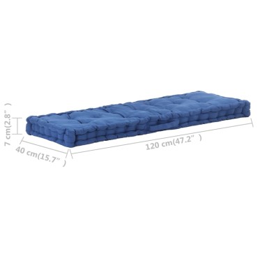 vidaXL Μαξιλάρα Δαπέδου / Παλέτας Γαλάζια 120x40x7cm Βαμβακερή