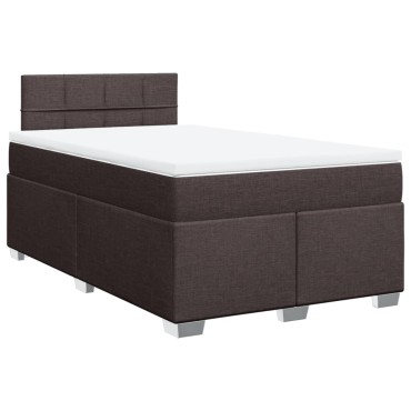 vidaXL Κρεβάτι Boxspring με Στρώμα Σκούρο Καφέ 120x190 εκ Υφασμάτινο