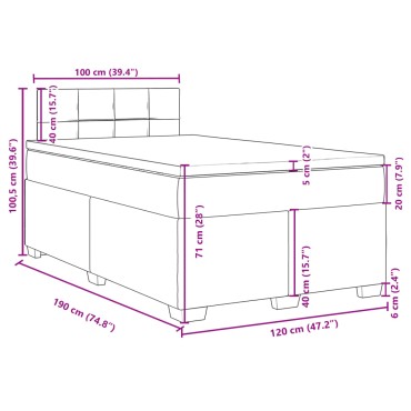 vidaXL Κρεβάτι Boxspring με Στρώμα Σκούρο Καφέ 120x190 εκ Υφασμάτινο