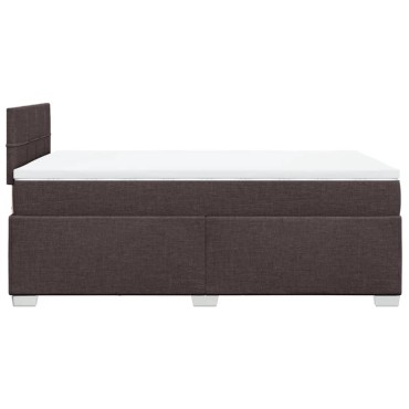 vidaXL Κρεβάτι Boxspring με Στρώμα Σκούρο Καφέ 120x190 εκ Υφασμάτινο