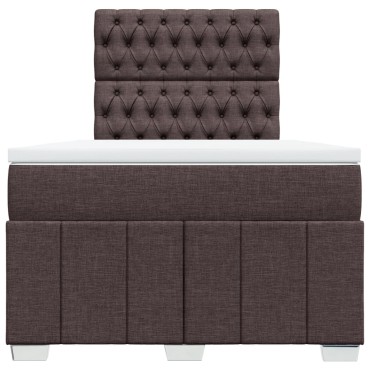 vidaXL Κρεβάτι Boxspring με Στρώμα Σκούρο Καφέ 120x190 εκ Υφασμάτινο