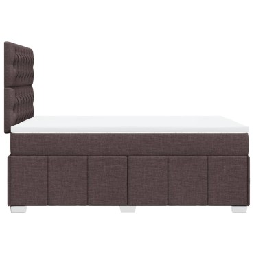 vidaXL Κρεβάτι Boxspring με Στρώμα Σκούρο Καφέ 120x190 εκ Υφασμάτινο