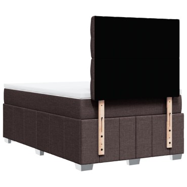 vidaXL Κρεβάτι Boxspring με Στρώμα Σκούρο Καφέ 120x190 εκ Υφασμάτινο