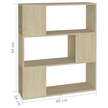 vidaXL Βιβλιοθήκη/Διαχωριστικό Sonoma Δρυς 80x24x94cm Μοριοσανίδα 1 τεμ.