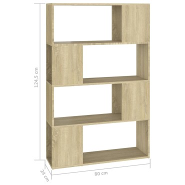 vidaXL Βιβλιοθήκη/Διαχωριστικό Χώρου Sonoma Δρυς 80x24x124,5cm Μοριοσ. 1 τεμ.