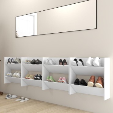 vidaXL Παπουτσοθήκες Τοίχου 4 τεμ. Λευκές 60x18x60cm από Επεξ. Ξύλο