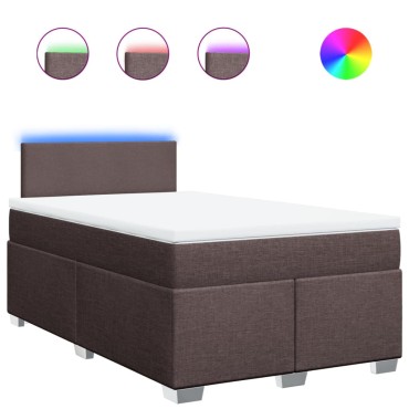 vidaXL Κρεβάτι Boxspring με Στρώμα Σκούρο Καφέ 120x190 εκ Υφασμάτινο