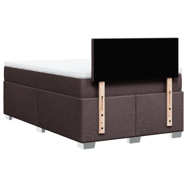 vidaXL Κρεβάτι Boxspring με Στρώμα Σκούρο Καφέ 120x190 εκ Υφασμάτινο