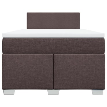 vidaXL Κρεβάτι Boxspring με Στρώμα Σκούρο Καφέ 120x190 εκ Υφασμάτινο