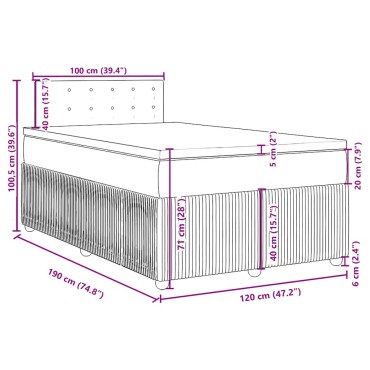 vidaXL Κρεβάτι Boxspring με Στρώμα Σκούρο Καφέ 120x190 εκ Υφασμάτινο