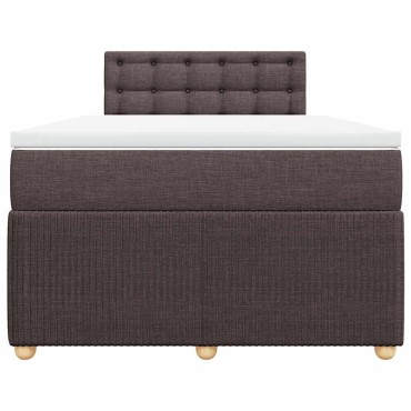 vidaXL Κρεβάτι Boxspring με Στρώμα Σκούρο Καφέ 120x190 εκ Υφασμάτινο