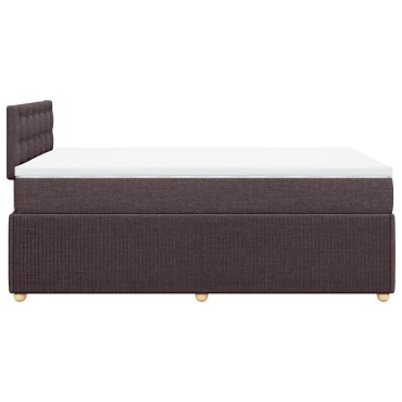 vidaXL Κρεβάτι Boxspring με Στρώμα Σκούρο Καφέ 120x190 εκ Υφασμάτινο