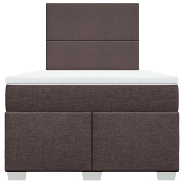 vidaXL Κρεβάτι Boxspring με Στρώμα Σκούρο Καφέ 120x190 εκ Υφασμάτινο