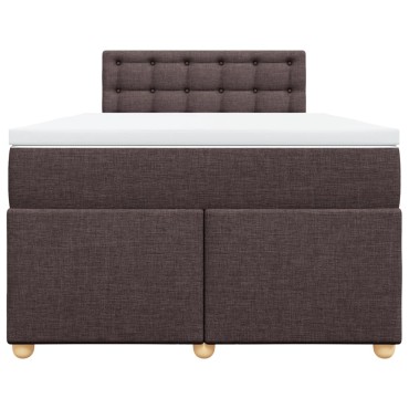 vidaXL Κρεβάτι Boxspring με Στρώμα Σκούρο Καφέ 120x190 εκ Υφασμάτινο