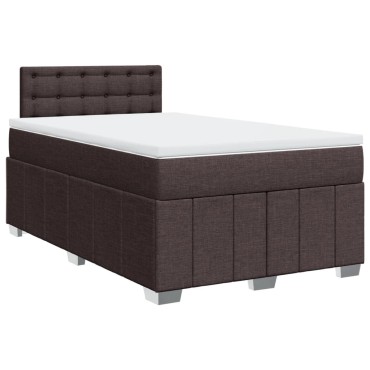 vidaXL Κρεβάτι Boxspring με Στρώμα Σκούρο Καφέ 120x190 εκ Υφασμάτινο
