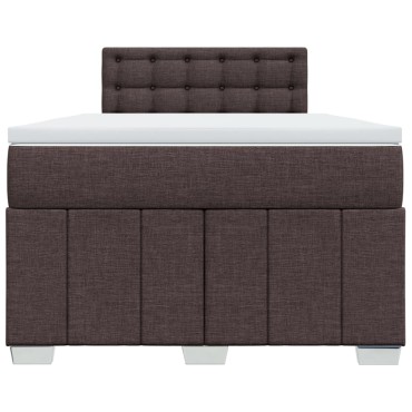 vidaXL Κρεβάτι Boxspring με Στρώμα Σκούρο Καφέ 120x190 εκ Υφασμάτινο