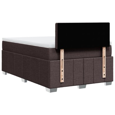 vidaXL Κρεβάτι Boxspring με Στρώμα Σκούρο Καφέ 120x190 εκ Υφασμάτινο