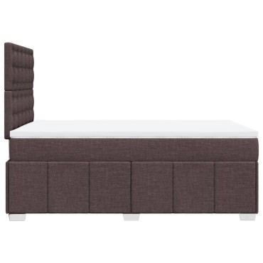 vidaXL Κρεβάτι Boxspring με Στρώμα Σκούρο Καφέ 120x190 εκ Υφασμάτινο