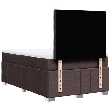 vidaXL Κρεβάτι Boxspring με Στρώμα Σκούρο Καφέ 120x190 εκ Υφασμάτινο