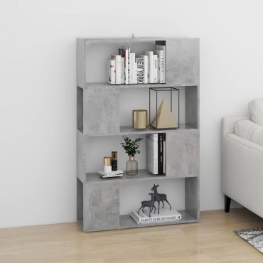 vidaXL Βιβλιοθήκη/Διαχωριστικό Γκρι Σκυροδ. 80x24x124,5cm Μοριοσανίδα 1 τεμ.