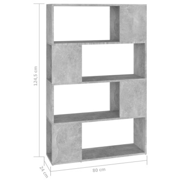 vidaXL Βιβλιοθήκη/Διαχωριστικό Γκρι Σκυροδ. 80x24x124,5cm Μοριοσανίδα 1 τεμ.