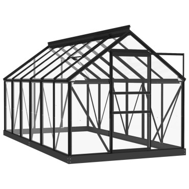 vidaXL Θερμοκήπιο Γυάλινο Ανθρακί 155 x 298 x 191 εκ. από Αλουμίνιο