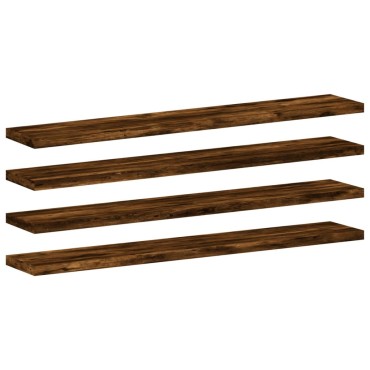 vidaXL Ράφια Τοίχου 4 τεμ. Καπνιστή Δρυς 60x10x1,5cm Επεξεργ. Ξύλο