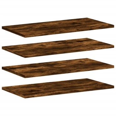 vidaXL Ράφια Τοίχου 4 τεμ. Καπνιστή Δρυς 60x20x1,5cm Επεξεργ. Ξύλο