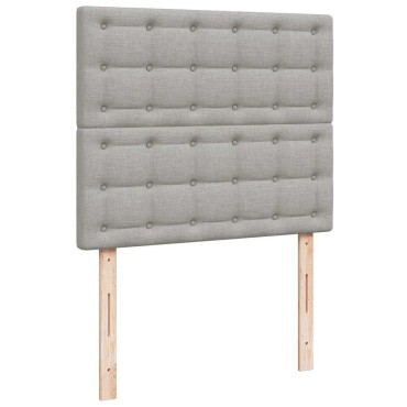 vidaXL Κρεβάτι Boxspring με Στρώμα & LED Αν.Γκρι 120x190εκ. Υφασμάτινο