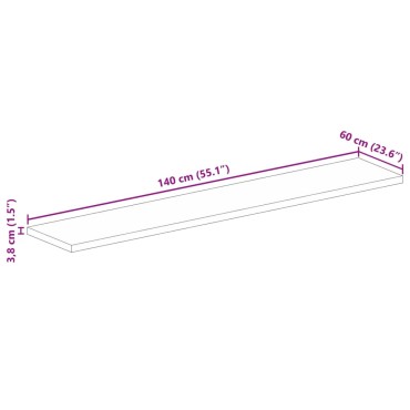 vidaXL Επιφάνεια Τραπεζιού Ορθογώνια 140x60x3,8cm Μασίφ Ξύλο Μάνγκο 1 τεμ.