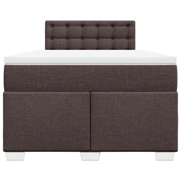 vidaXL Κρεβάτι Boxspring με Στρώμα Σκούρο Καφέ 120x190 εκ Υφασμάτινο