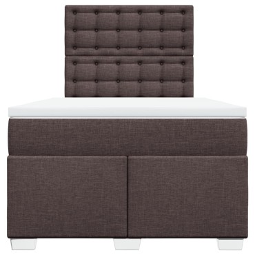 vidaXL Κρεβάτι Boxspring με Στρώμα Σκούρο Καφέ 120x190 εκ Υφασμάτινο