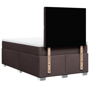 vidaXL Κρεβάτι Boxspring με Στρώμα Σκούρο Καφέ 120x190 εκ Υφασμάτινο
