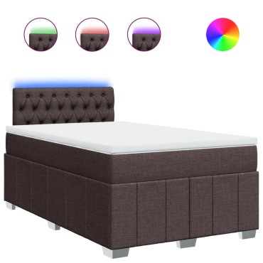 vidaXL Κρεβάτι Boxspring με Στρώμα Σκούρο Καφέ 120x190 εκ Υφασμάτινο