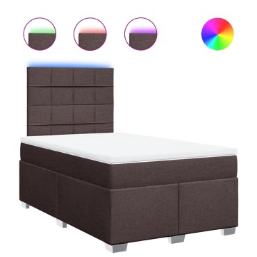 vidaXL Κρεβάτι Boxspring με Στρώμα Σκούρο Καφέ 120x190 εκ Υφασμάτινο