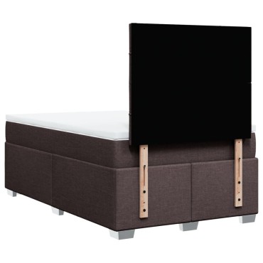 vidaXL Κρεβάτι Boxspring με Στρώμα Σκούρο Καφέ 120x190 εκ Υφασμάτινο